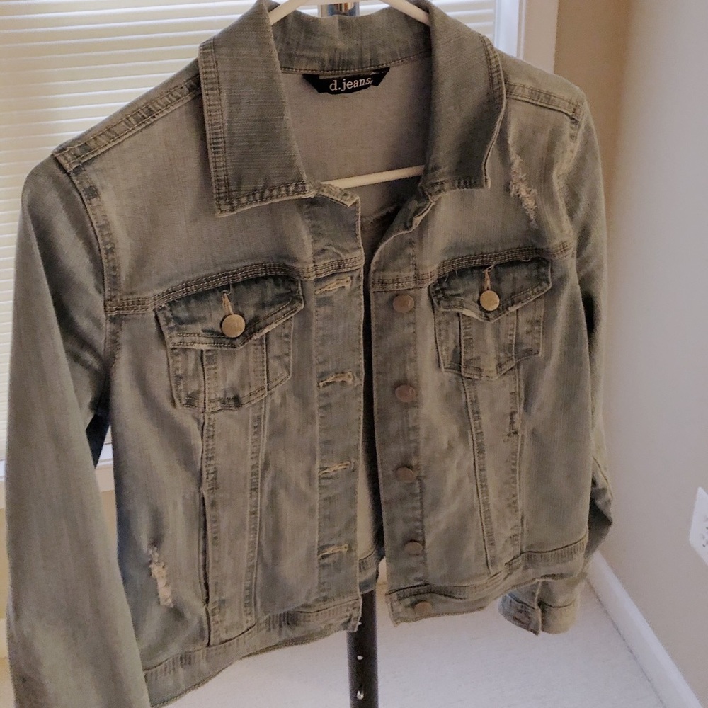 Light Blue Denim Jean Jacket with Distressing